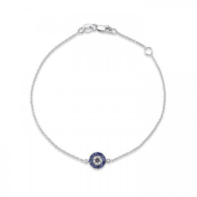 Gold & Diamond Round Evil Eye Bracelet