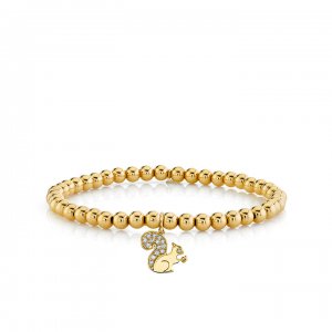 Gold & Diamond Small Squirrel On Gold Beads