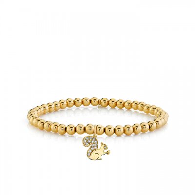 Gold & Diamond Small Squirrel On Gold Beads