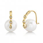 Gold & Diamond Marquise Eye Pearl Earrings