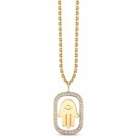 Gold & Diamond Large Hamsa Open Icon Charm