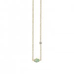 Gold & Turquoise Mini Enamel Hamsa Necklace with Bezel Set Diamond