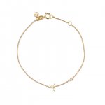 Gold Plated Sterling Silver WTF Bracelet with Bezel Set Diamond