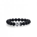 Men's Collection White-Gold & Pave Diamond Skull on Onyx