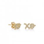 Gold & Diamond XO Script Stud