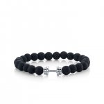 Men's Collection White-Gold Dumbbell Bead on Black Matte Onyx