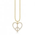 Gold & Diamond Large Peace Heart Charm