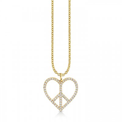 Gold & Diamond Large Peace Heart Charm