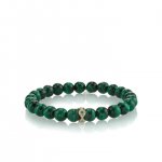 Gold & Diamond Evil Eye Emerald Eternity Rondelle on Malachite