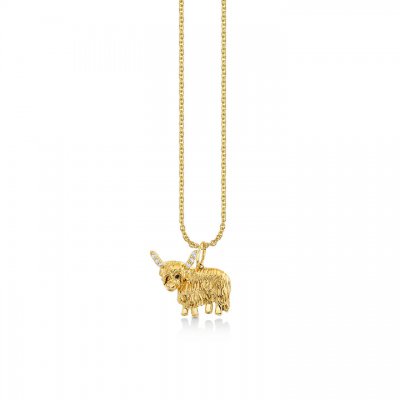 Gold & Diamond Highland Cow Charm