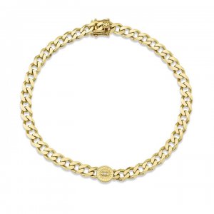 Gold & Diamond Small Marquise Eye Coin Anklet