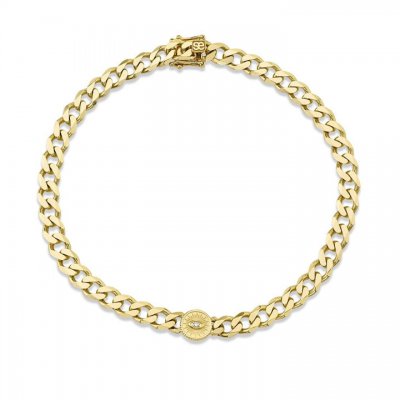 Gold & Diamond Small Marquise Eye Coin Anklet