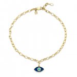 Gold & Turquoise Enamel Sunburst Anklet