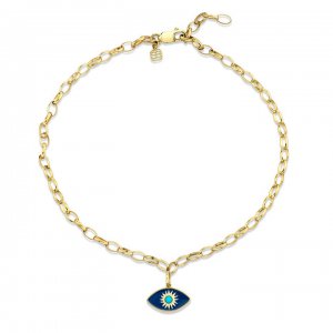 Gold & Turquoise Enamel Sunburst Anklet