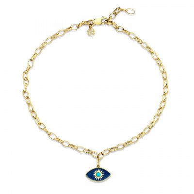 Gold & Turquoise Enamel Sunburst Anklet