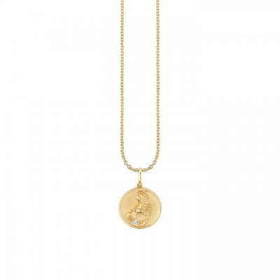 Gold & Diamond Scorpio Zodiac Medallion