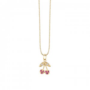 Gold & Diamond Small Cherry Charm