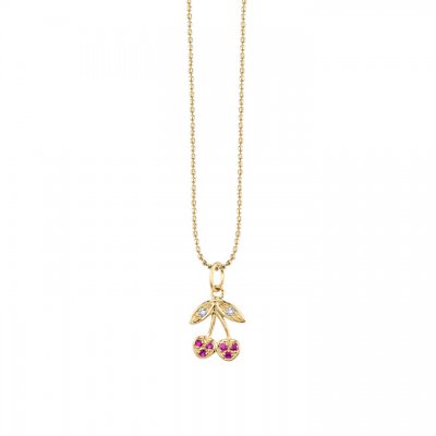 Gold & Diamond Small Cherry Charm