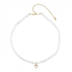 Little Loves Gold & Diamond Heart Mother of Pearl Necklace