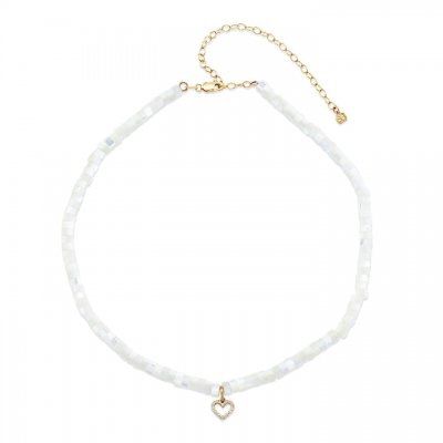 Little Loves Gold & Diamond Heart Mother of Pearl Necklace