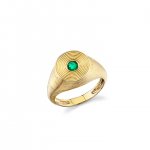 Gold & Emerald Large Fluted Signet Ring