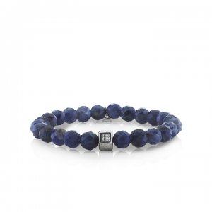 Men's Collection Black Rhodium Hexagon Rondelle on Iolite