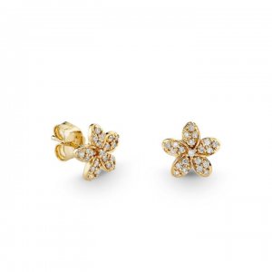 Gold & Diamond Plumeria Stud