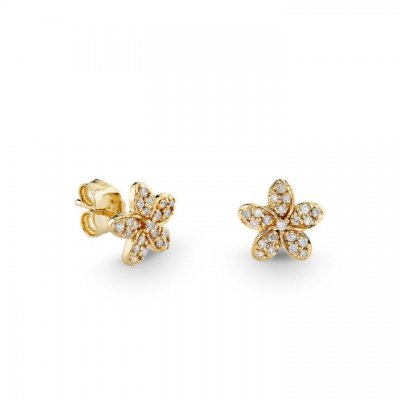 Gold & Diamond Plumeria Stud