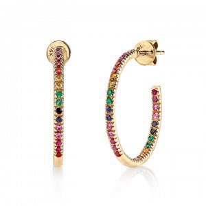 Gold & Rainbow Medium Hoops