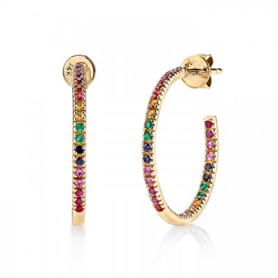 Gold & Rainbow Medium Hoops