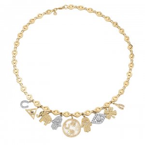 Gold & Diamond Luck & Protection Multi Charm Necklace