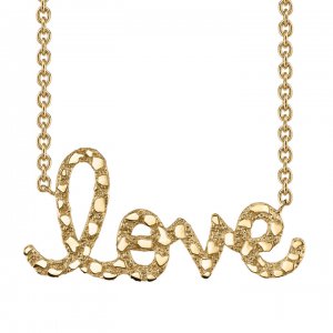 Gold Nugget Supersize Script Love Necklace