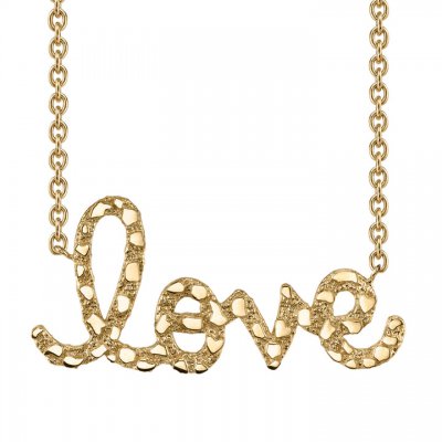 Gold Nugget Supersize Script Love Necklace