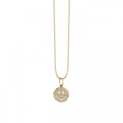 Gold & Diamond Small Happy Face Charm