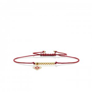 Gold & Enamel Tiny Groovy Eye Cord Bracelet