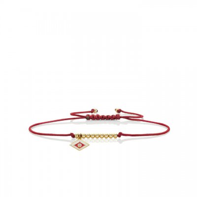 Gold & Enamel Tiny Groovy Eye Cord Bracelet