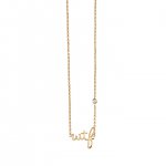 Gold Plated Sterling Silver WTF Necklace with Bezel Set Diamond