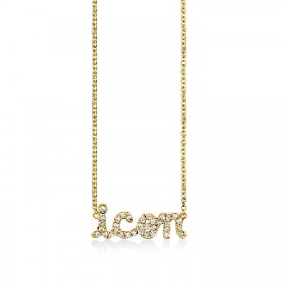 Gold & Diamond Icon Script Necklace