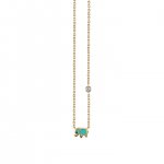 Gold & Turquoise Mini Enamel Elephant Necklace with Bezel Set Diamond