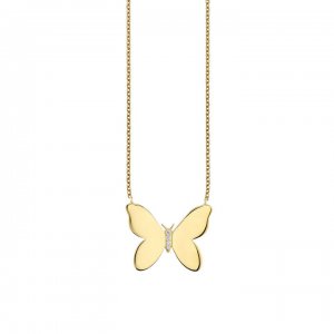 Little Loves Gold & Diamond Butterfly Necklace