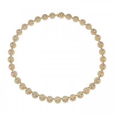 Men's Collection Gold & Diamond Happy Face Eternity Necklace