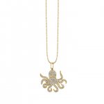 Gold & Diamond Octopus Charm