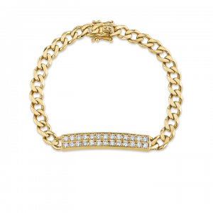 Gold & Diamond Id Bar Bracelet