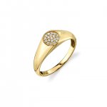 Gold & Diamond Mini Oval Pave Signet Ring