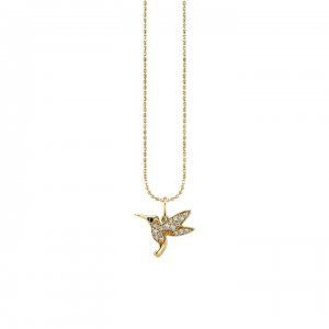 Gold & Diamond Small Hummingbird Charm