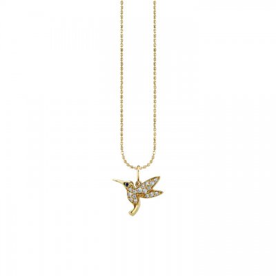 Gold & Diamond Small Hummingbird Charm