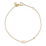 Gold Plated Sterling Silver Buterfly Bracelet with Bezel Set Diamond