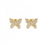 Gold & Pave Diamond Small Butterfly Stud