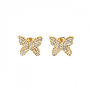 Gold & Pave Diamond Small Butterfly Stud