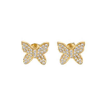 Gold & Pave Diamond Small Butterfly Stud